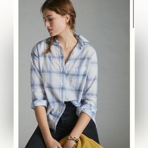 Anthropologie Grayson Blue Plaid Button Down Shirt